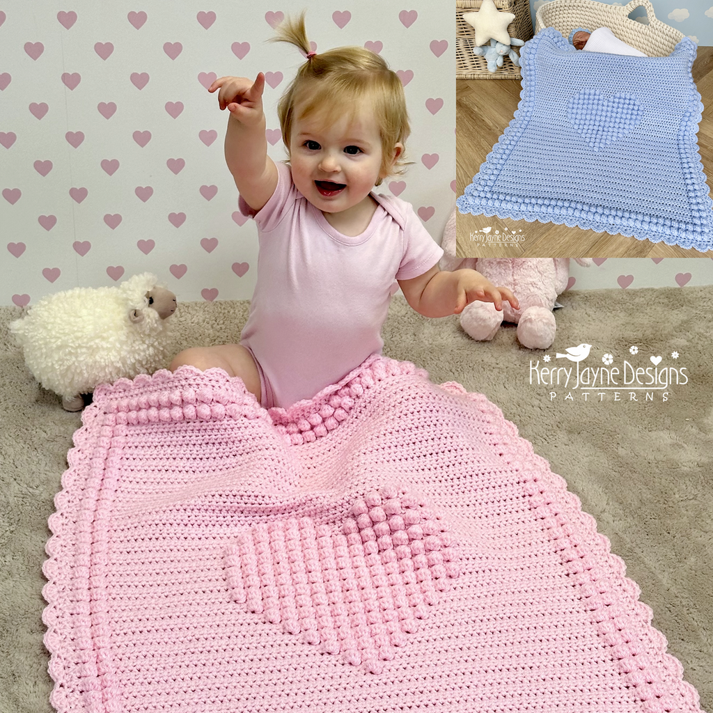 Loveheart Blanket Crochet Pattern UK – Kerry Jayne Designs Ltd