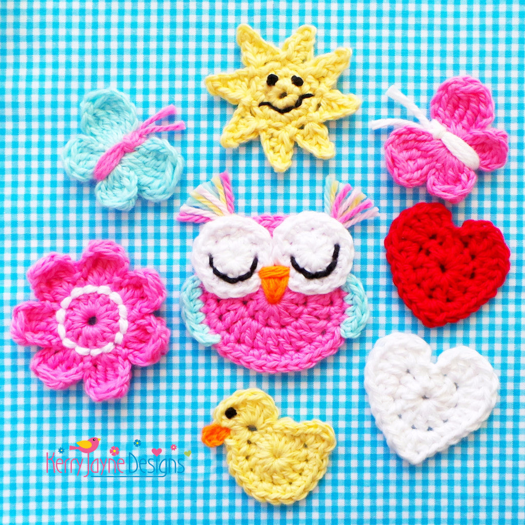 Mixed Applique Crochet Pattern UK Kerry Jayne Designs Ltd