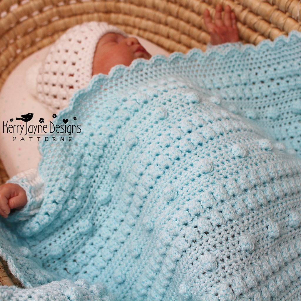 Bobbles and Clusters Blanket Crochet Pattern USA – Kerry Jayne