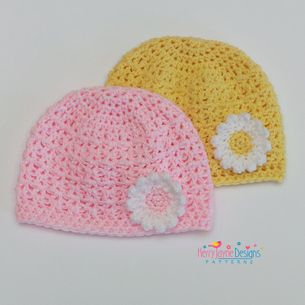 Daisy Hat Crochet Pattern UK Kerry Jayne Designs Ltd