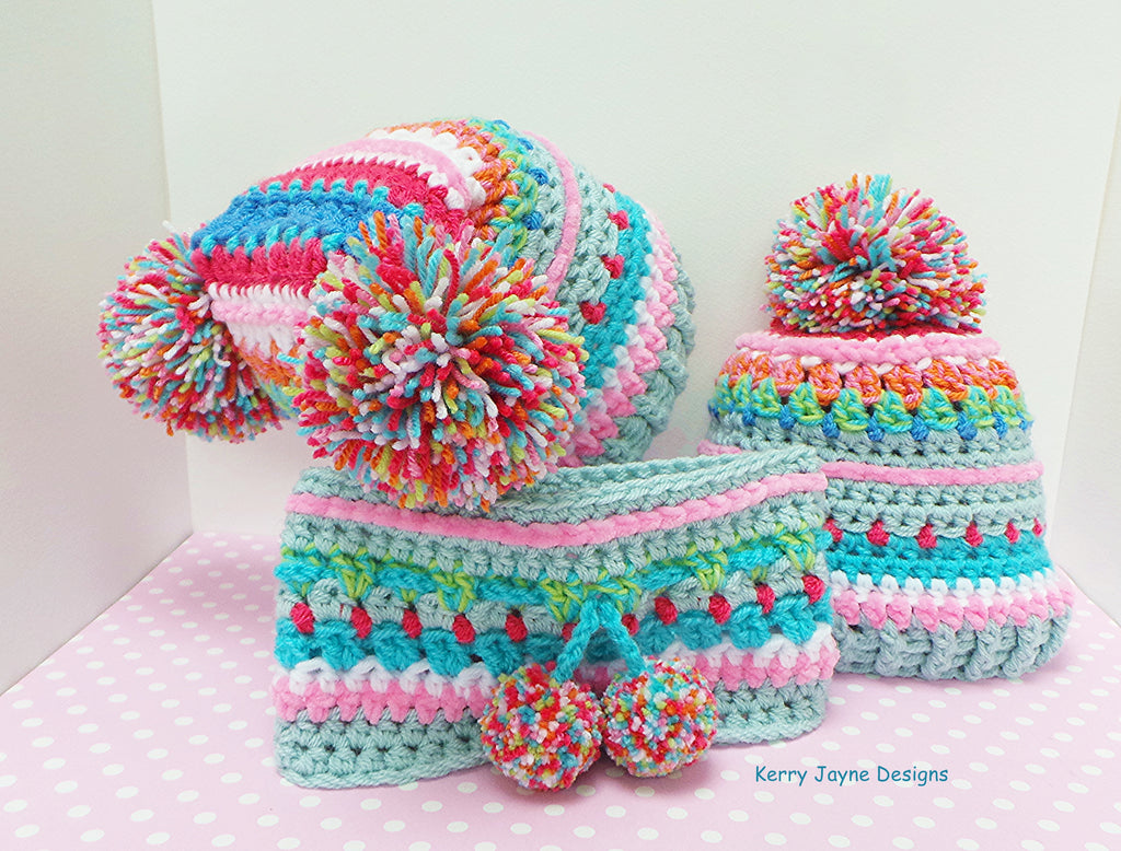 Inca hat and Neck warmer Crochet Pattern UK – Kerry Jayne Designs Ltd