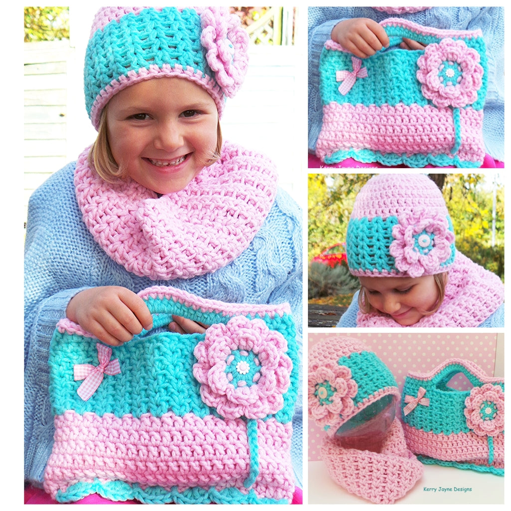 Lucy Locket Bag, Hat and Cowl Set Crochet Pattern UK – Kerry Jayne Designs  Ltd