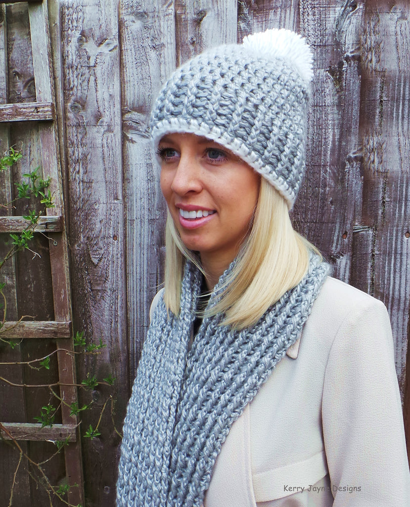 Crochet hat and scarf top pattern