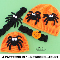 Spider Hat & Pumpkin Headband Crochet Pattern | UK & US