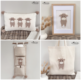 Examples of how the applique can be used to attach to nursery or homewear items 