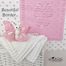 Pink crocheted butterfly blanket 