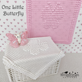 Pink and whited crocheted Butterfly blanket