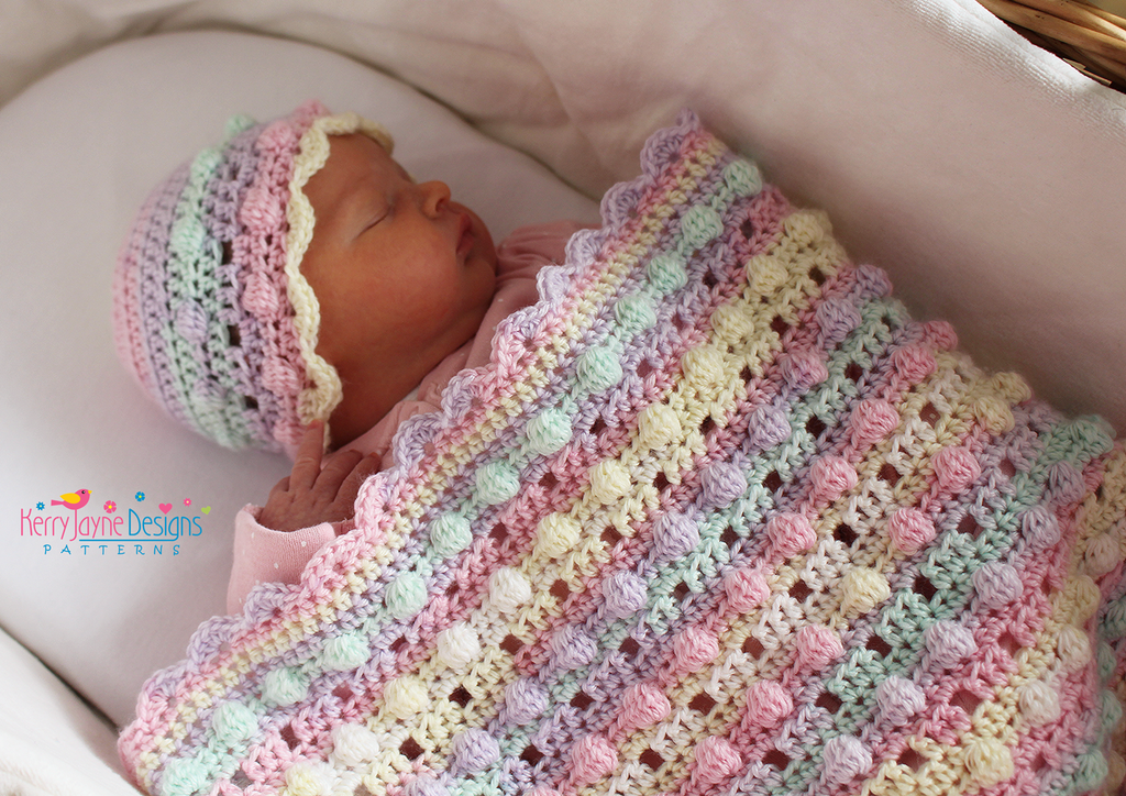 Peek-a-Boo Bobble Blanket and Hat Crochet Pattern UK – Kerry Jayne ...