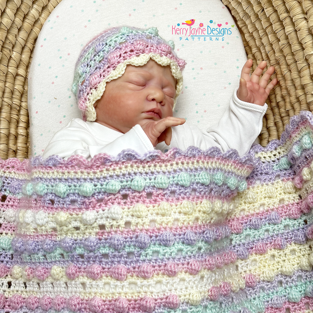 Peek-a-Boo Bobble Blanket and Hat Crochet Pattern UK – Kerry Jayne ...