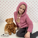 Girl wearing a crocheted Hoodie