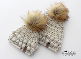 Fluffy pom pom hat crochet hat pattern