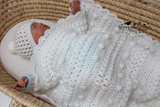 White baby blanket crocheted