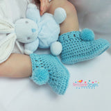 Blue baby booties crochet pattern