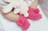 Pom pom Booties crochet pattern