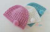 Baby beanie with pom pom crochet pattern