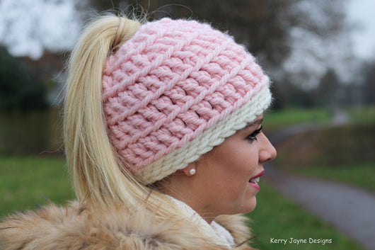 Love It Ponytail Hat Crochet Pattern UK – Kerry Jayne Designs Ltd