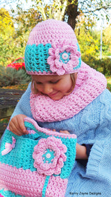 Crochet Hat Cowl and Bag pattern