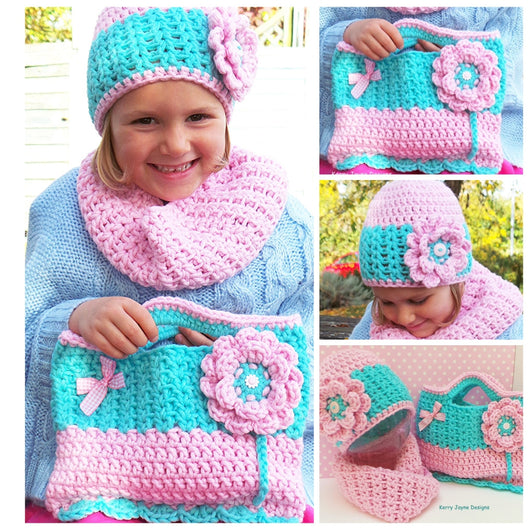 Lucy Locket Crochet Hat, Cowl and Bag Set 