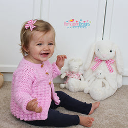 Pink Bobble stitch cardigan pattern