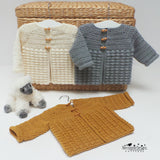 Puff stitch baby cardigan crochet pattern