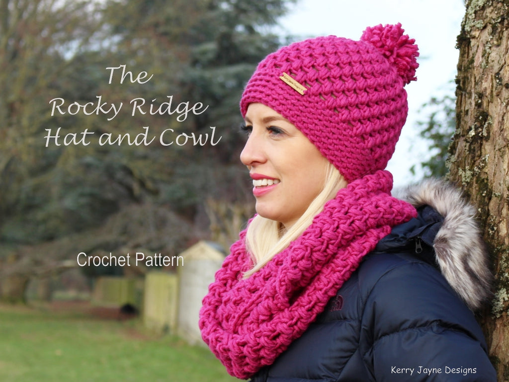Rocky Ridge Hat and Cowl Crochet Pattern UK – Kerry Jayne Designs Ltd