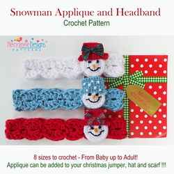 Snowman Headband Crochet pattern USA