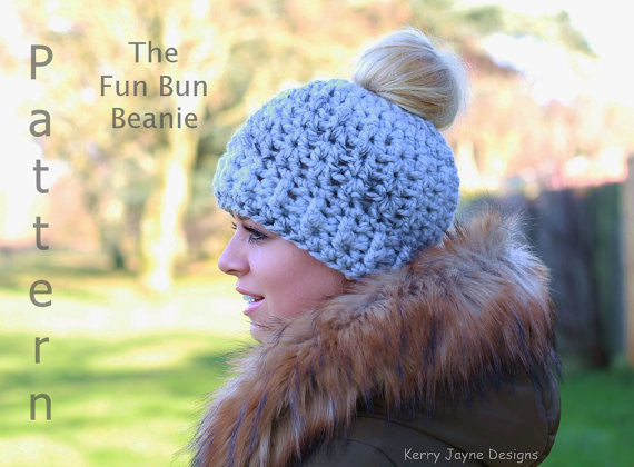 Easy Crochet Chunky Messy Bun Hat Crochet Pattern Fun Bun Beanie